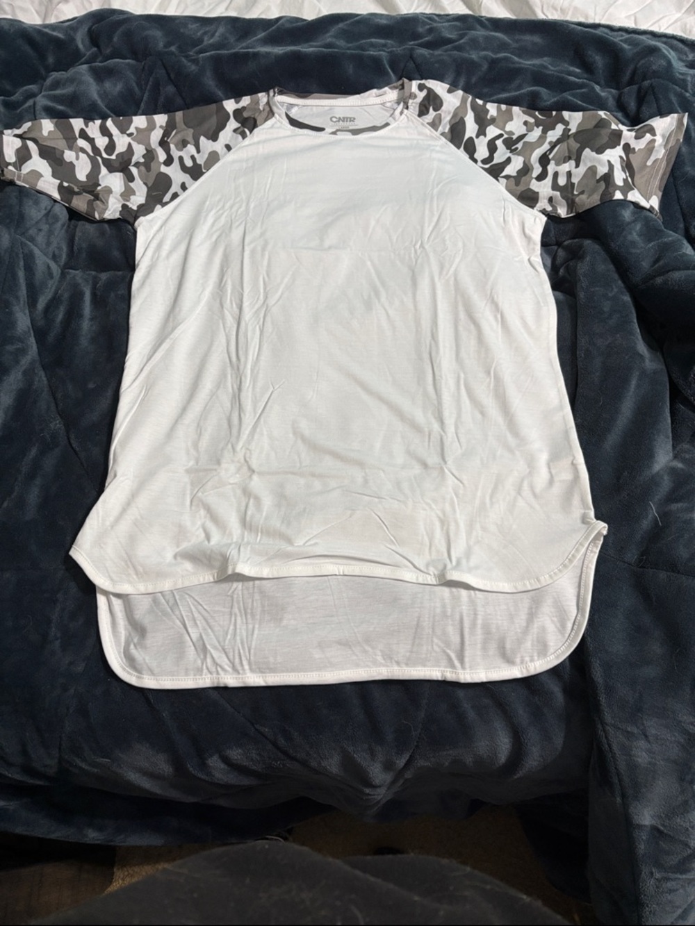 CARTER'S White Raglan Tee with Camo Short Sleeves